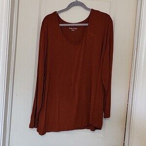 Women's AVA & VIV Lightweight Long Sleeve Pumpkin Spice Top Size 4X